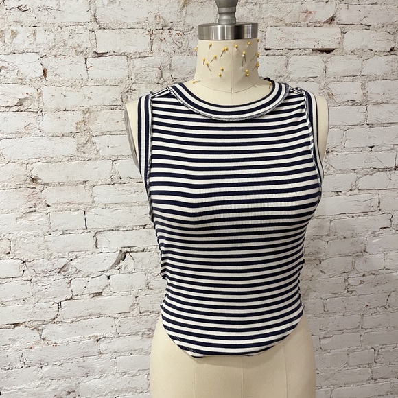 Free People Kate Tee Striped Tank in Navy - Picture 3 of 4